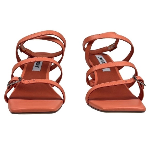 ANTHROPOLOGIE CAVERLEY MAZIE STRAPPY SQUARE TOE CORAL ROCK ANKLE WRAP HEELS - Picture 5 of 13
